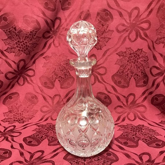 Vintage Nachtmann 11” Round Crystal Glass Decanter Anglia Frosted Etch Pattern - Picture 2 of 7